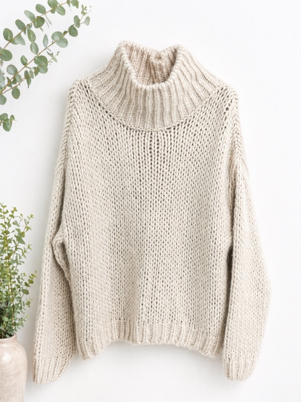 Topshop Cream Chunky Turtleneck Sweater US 12